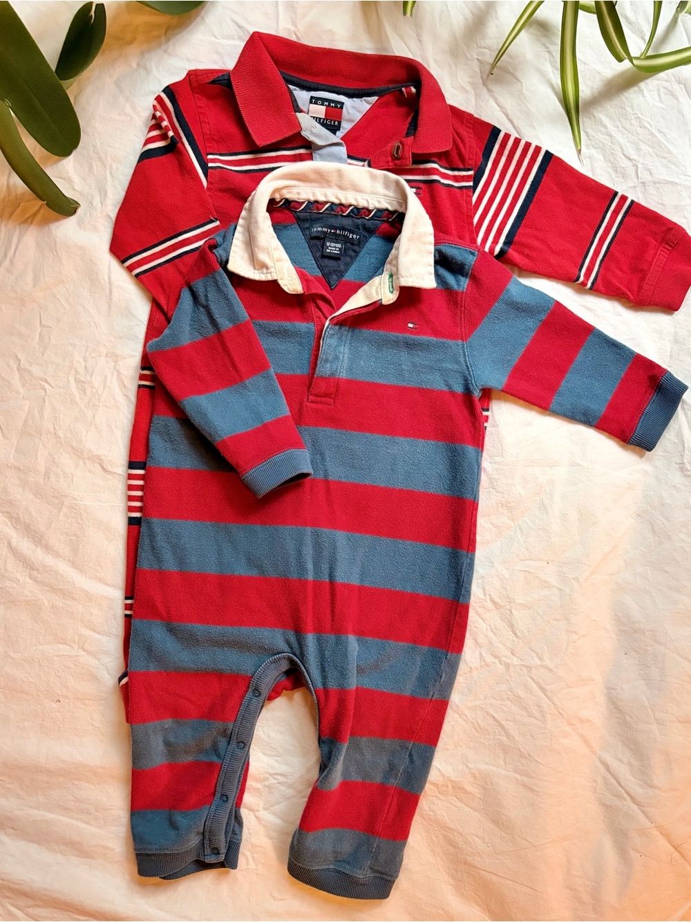 Set of Two Tommy Hilfiger Striped Baby One Piece 100% Cotton